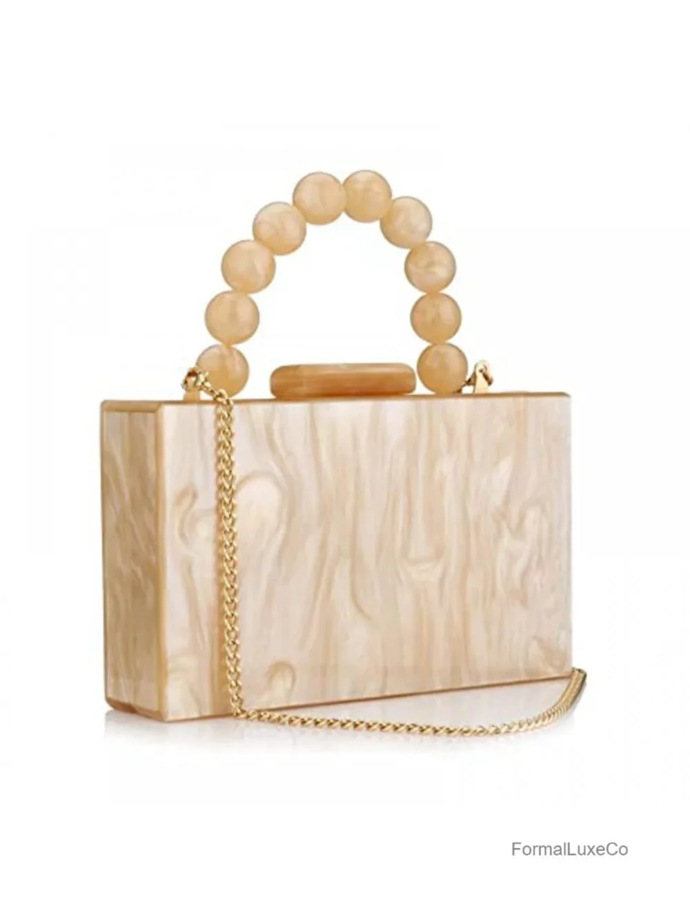Acrylic Evening Clutch with Pearl Chain Crossbody Bag for Wedding Prom Party